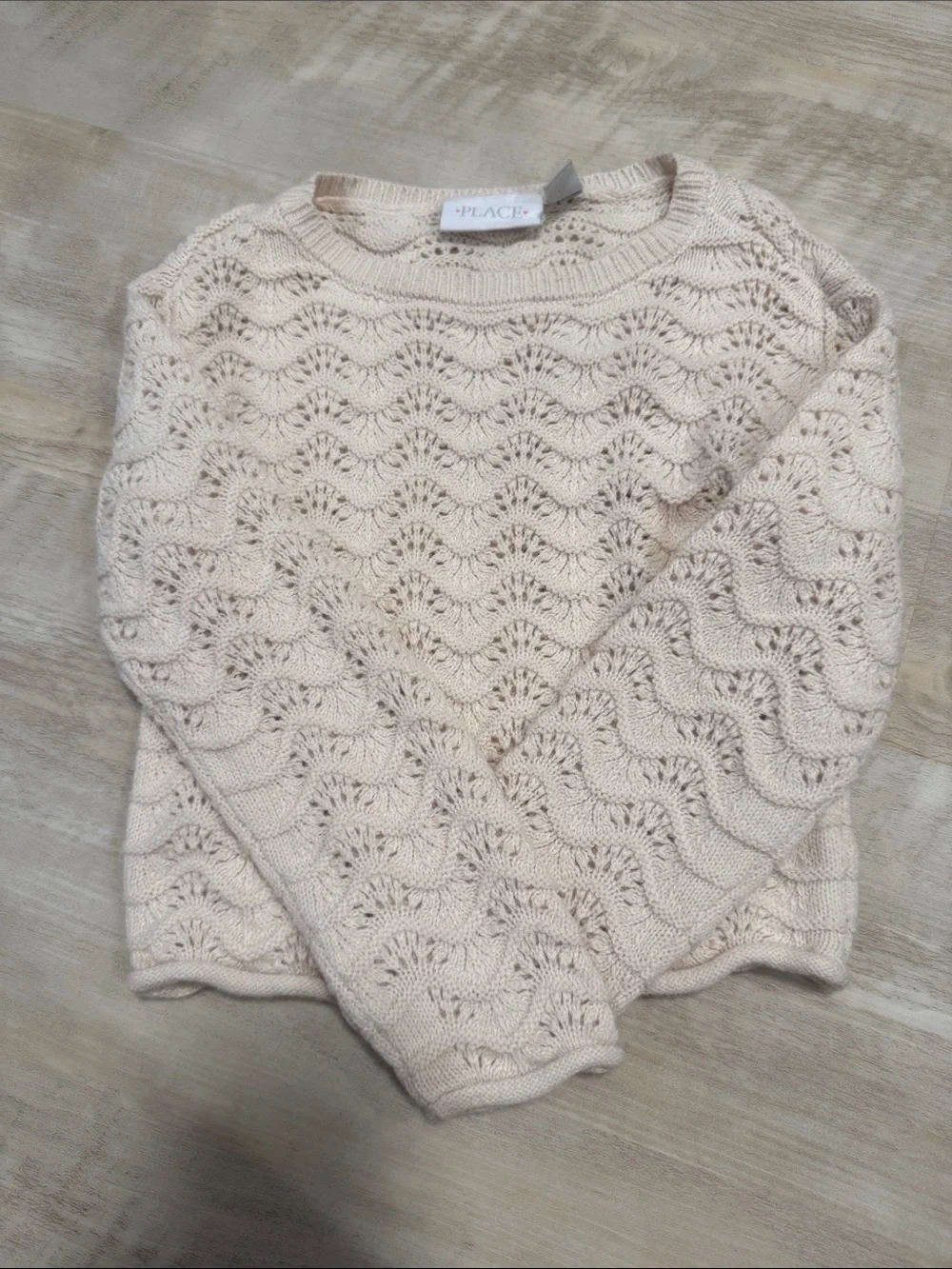 The Children's Place Cream Openwork Crewneck Sweater